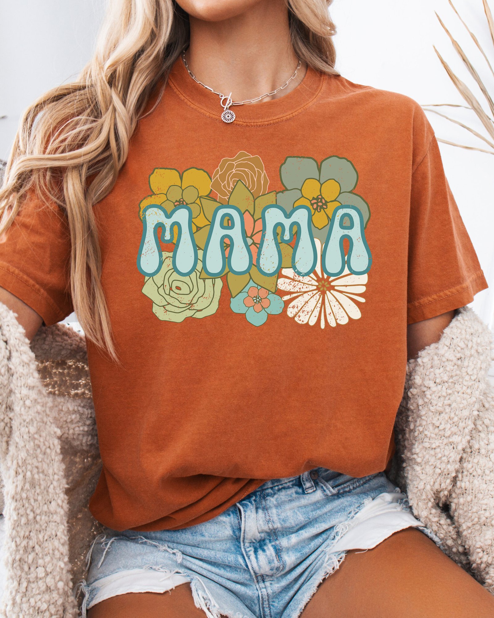 Boho Mama Retro Mom Shirt Comfort Colors Tee - Image 6