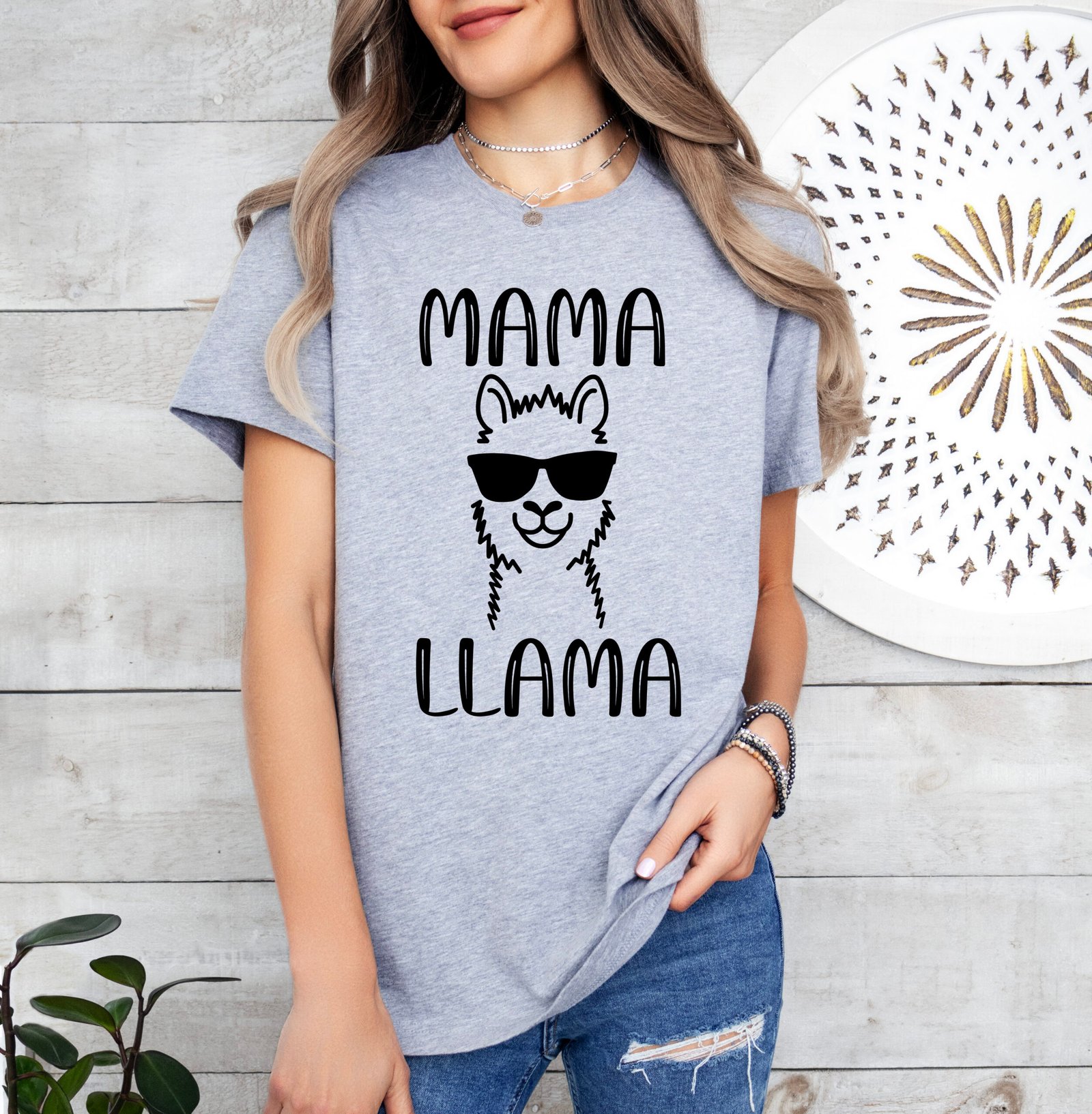 Mama Llama Mom Shirt Stylish Crew Neck Tee - Image 6