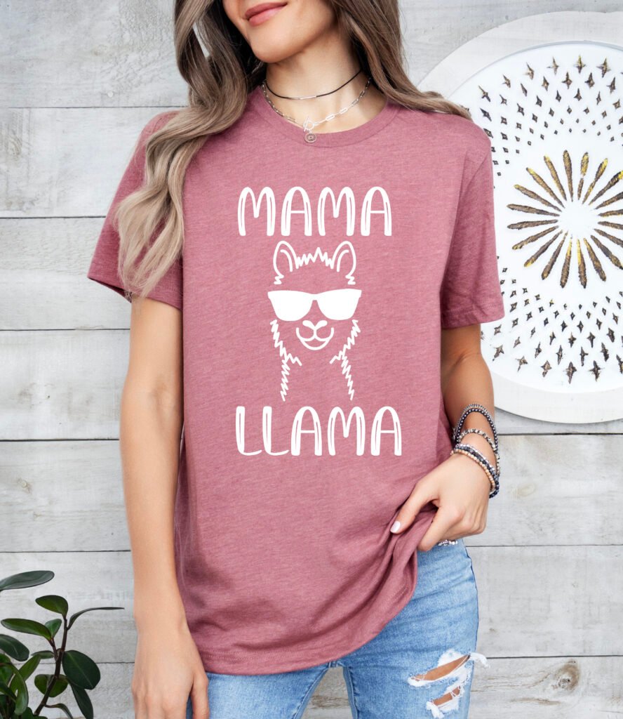 Mama Llama Mom Shirt Stylish Crew Neck Tee