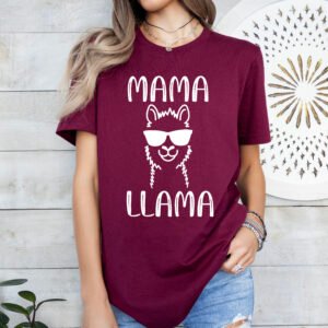 Mama Llama Mom Shirt Stylish Crew Neck Tee - Image 5