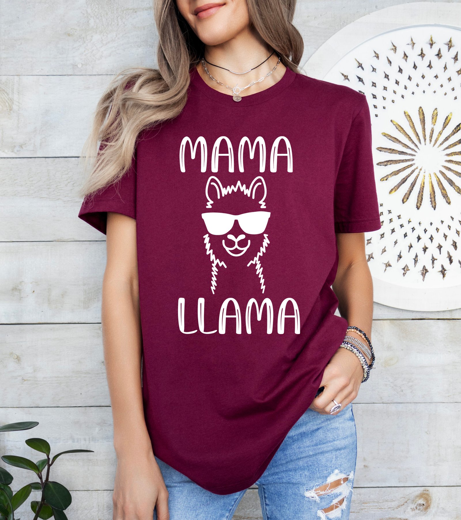 Mama Llama Mom Shirt Stylish Crew Neck Tee - Image 5