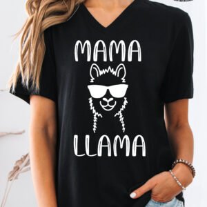 Mama Llama Mom Shirt V-Neck