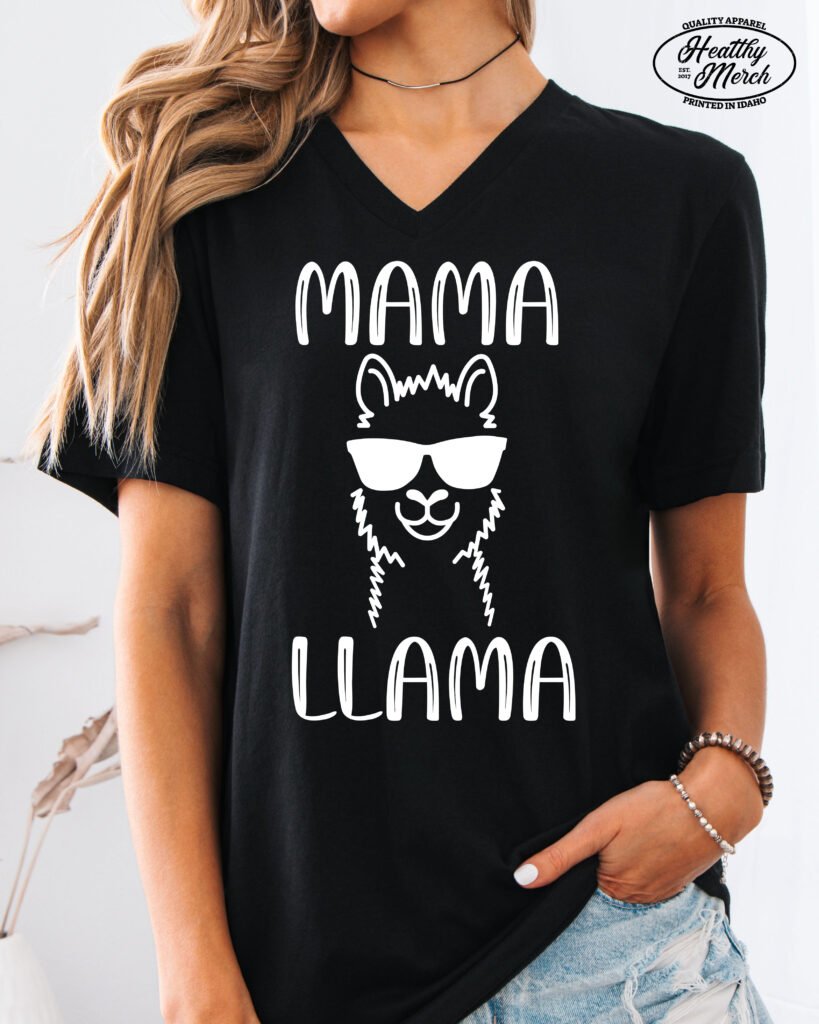 Mama Llama Mom Shirt V-Neck
