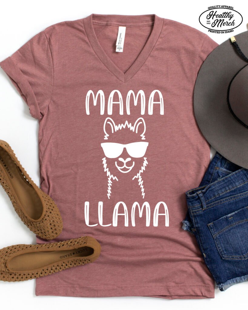 Mama Llama Mom Shirt V-Neck
