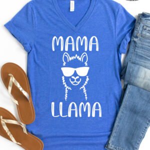 Mama Llama Mom Shirt V-Neck - Image 6