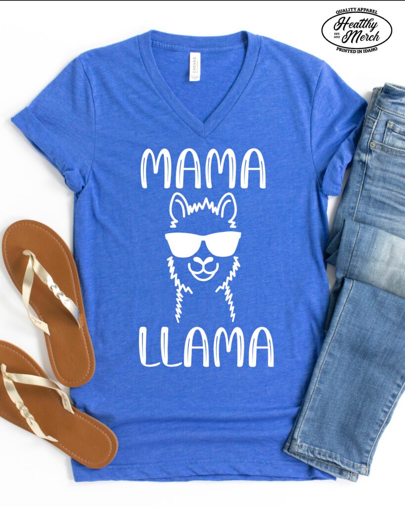Mama Llama Mom Shirt V-Neck