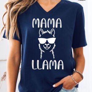 Mama Llama Mom Shirt V-Neck - Image 4
