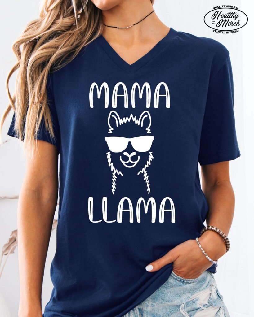 Mama Llama Mom Shirt V-Neck