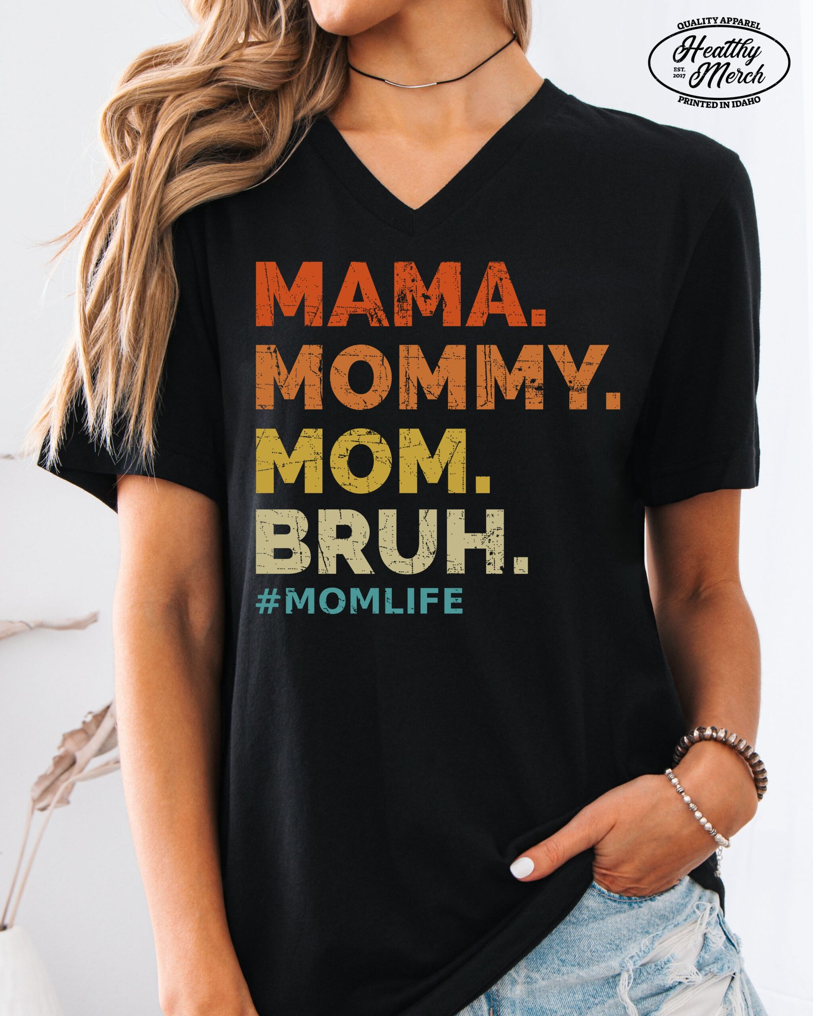 Funny Mom Bro Life Shirt V-Neck - Image 1