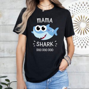 Mama Shark Mom Shirt Stylish Crew Neck Tee - Image 6