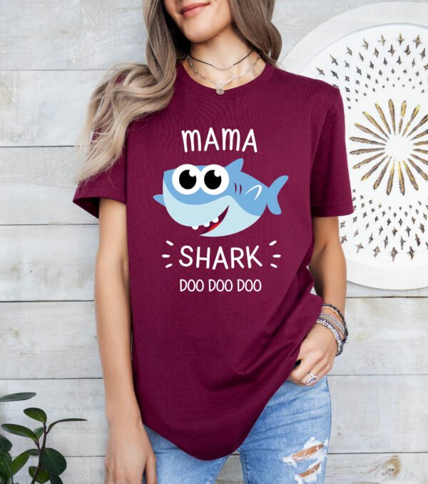Mama Shark Mom Shirt Stylish Crew Neck Tee