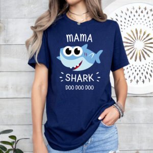 Mama Shark Mom Shirt Stylish Crew Neck Tee