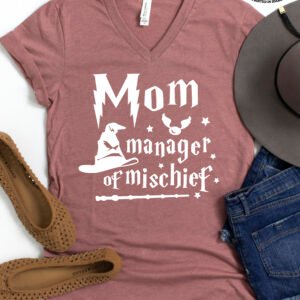 Mom Manager of Mischief Mom Life Shirt V-Neck - Image 6