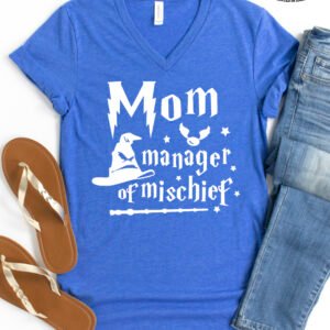Mom Manager of Mischief Mom Life Shirt V-Neck - Image 5