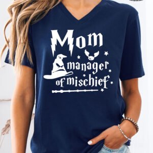 Mom Manager of Mischief Mom Life Shirt V-Neck - Image 4