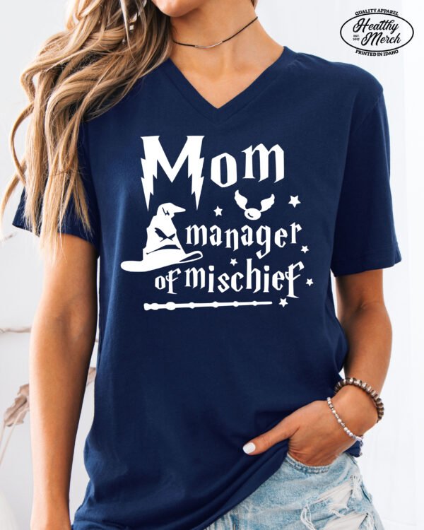 Mom Manager of Mischief Mom Life Shirt V-Neck