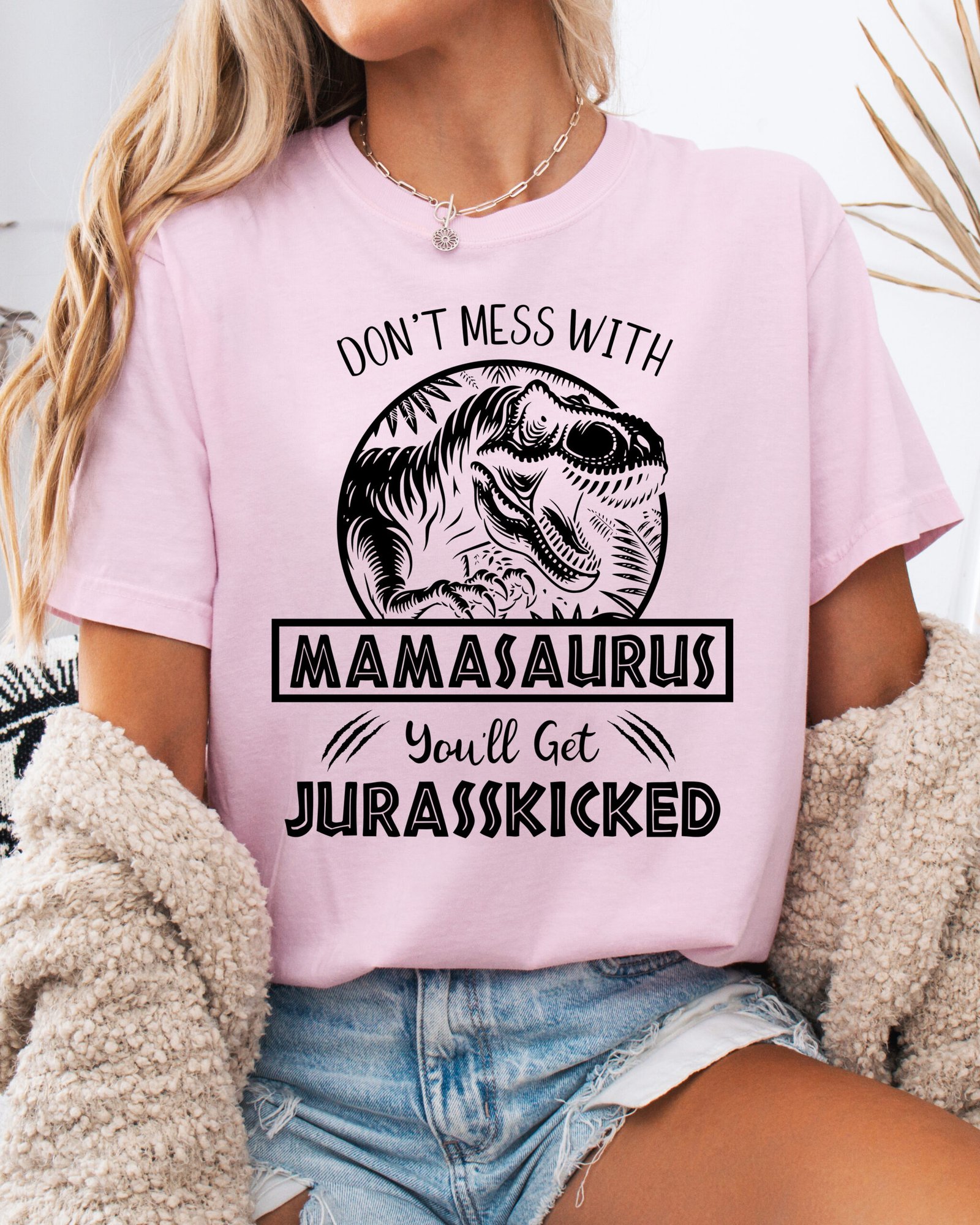 Jurassic Mamasaurus Mom Shirt Comfort Colors Tee - Image 5