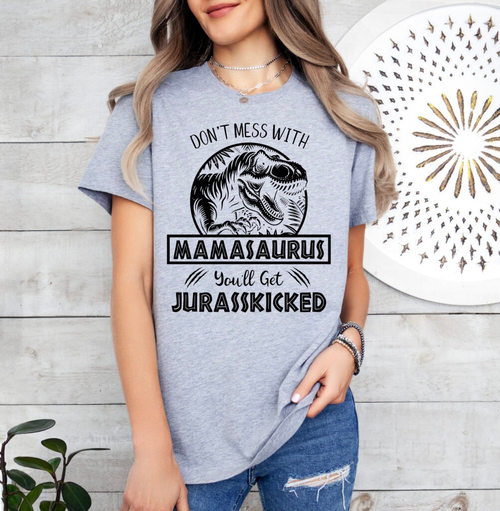 Jurassic Mamasaurus Mom Shirt Stylish Crew Neck Tee
