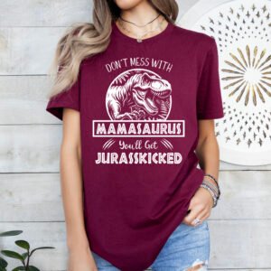 Jurassic Mamasaurus Mom Shirt Stylish Crew Neck Tee - Image 5