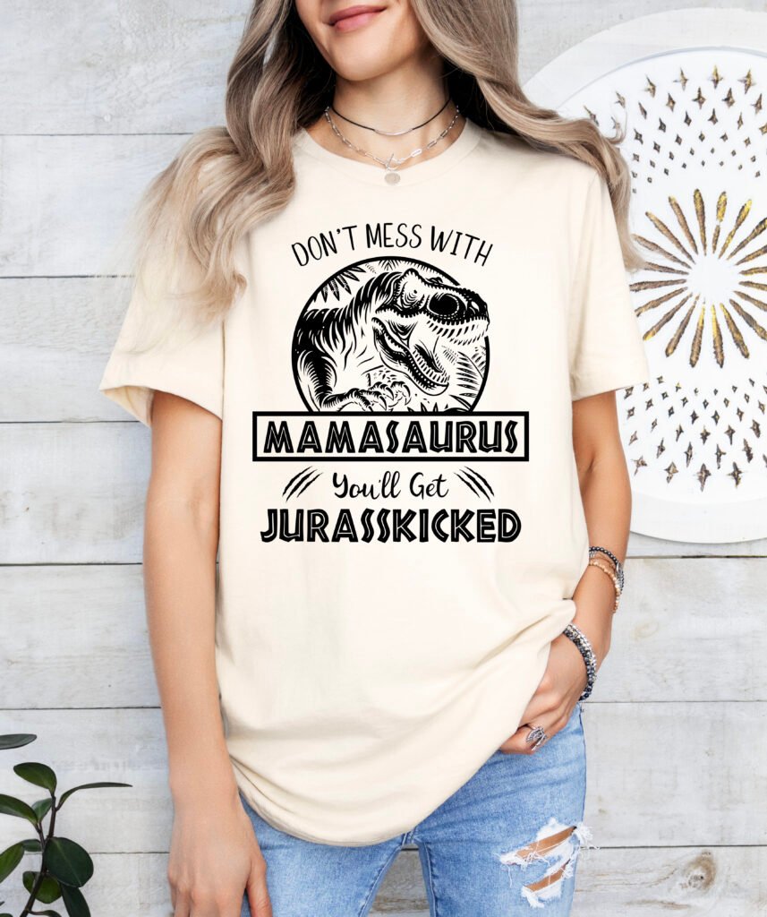 Jurassic Mamasaurus Mom Shirt Stylish Crew Neck Tee