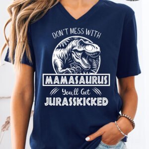 Jurassic Mamasaurus Dinosaur Mom Shirt V-Neck