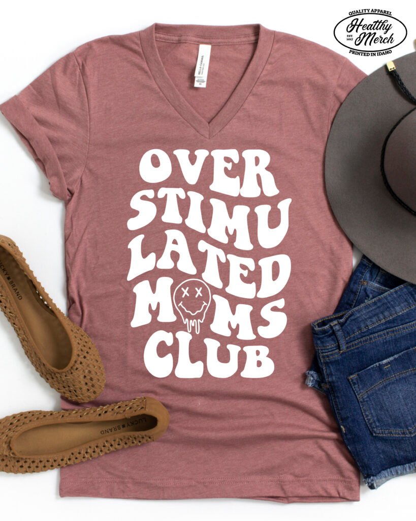 Overstimulated Mom's Club Retro Mom Shirt V-Neck