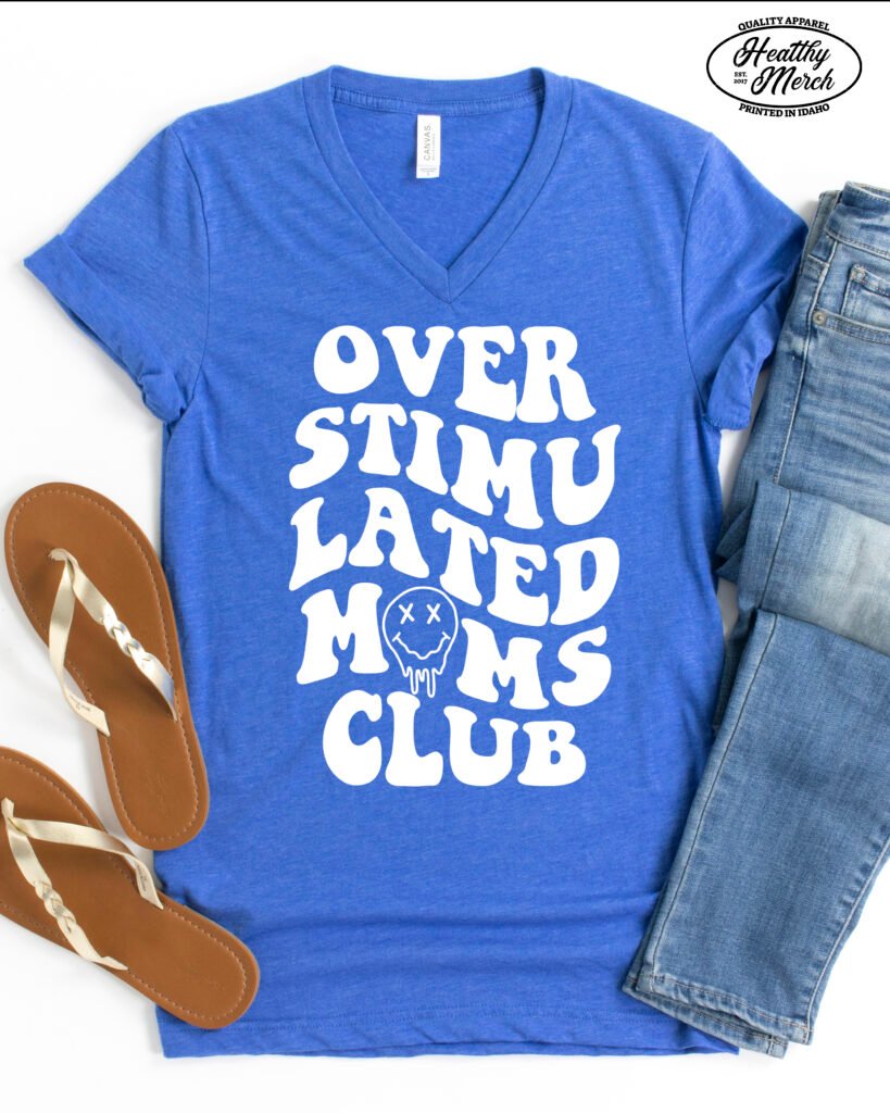 Overstimulated Mom's Club Retro Mom Shirt V-Neck