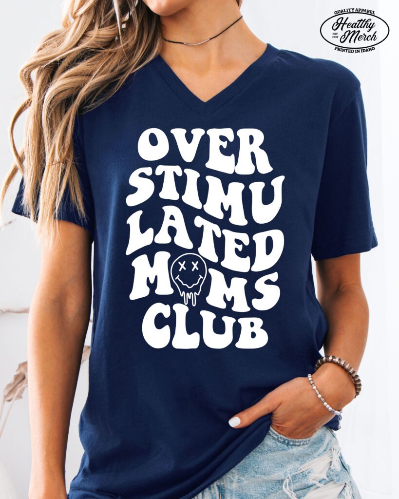 Overstimulated Mom's Club Retro Mom Shirt V-Neck