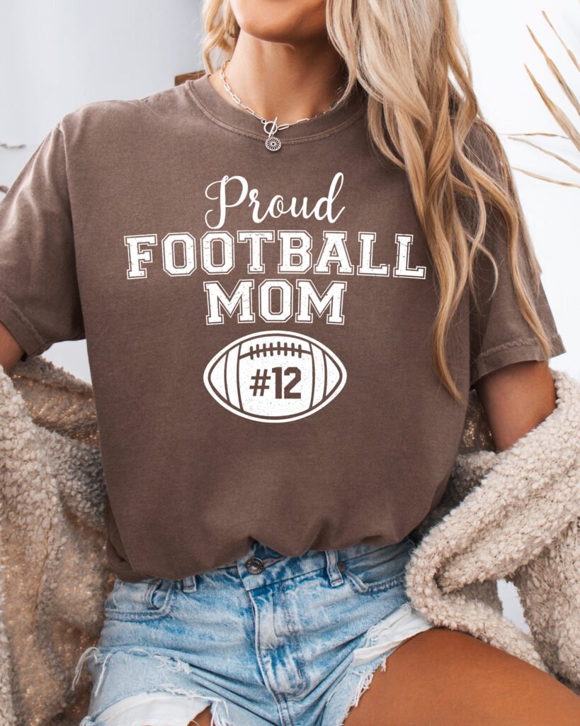 Personalized Custom Proud Football Mom Shirt Comfort Colors Tee