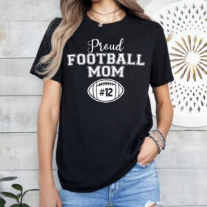 Personalized Proud Football Mom Shirt Stylish Crew Neck Tee - Image 8
