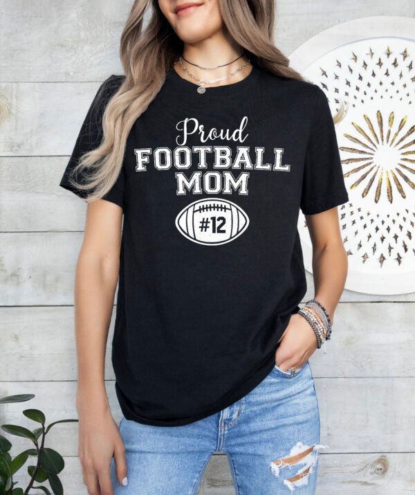 Personalized Proud Football Mom Shirt Stylish Crew Neck Tee