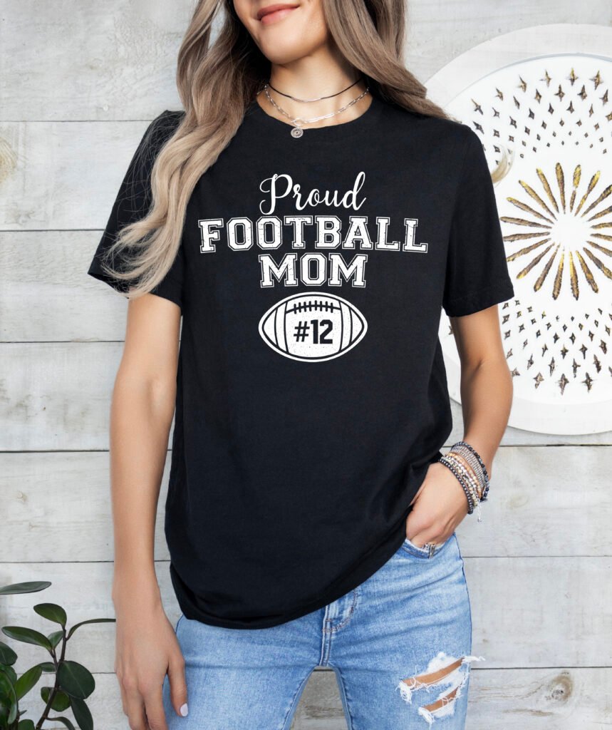 Personalized Proud Football Mom Shirt Stylish Crew Neck Tee