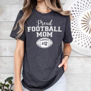 Personalized Proud Football Mom Shirt Stylish Crew Neck Tee - Image 4