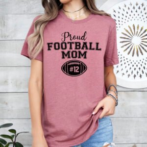 Personalized Proud Football Mom Shirt Stylish Crew Neck Tee - Image 7