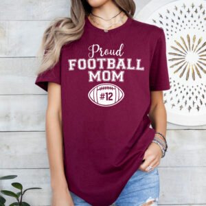 Personalized Proud Football Mom Shirt Stylish Crew Neck Tee