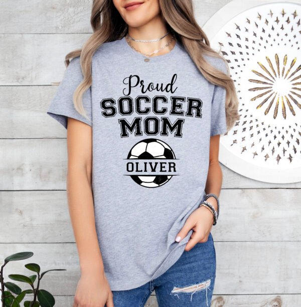 Personalized Proud Soccer Mom Shirt Stylish Crew Neck Tee