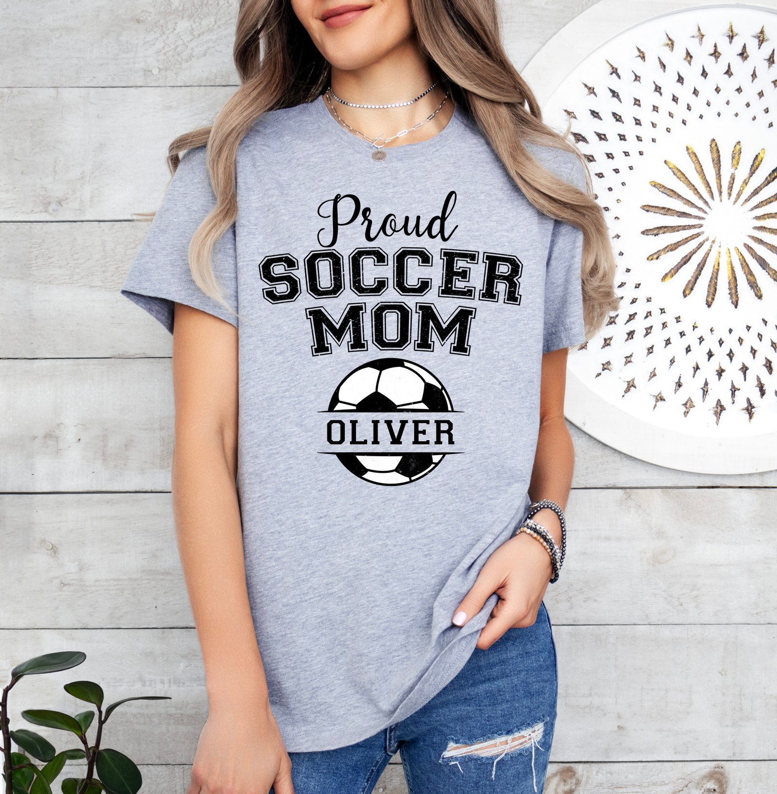 Personalized Proud Soccer Mom Shirt Stylish Crew Neck Tee - Image 6