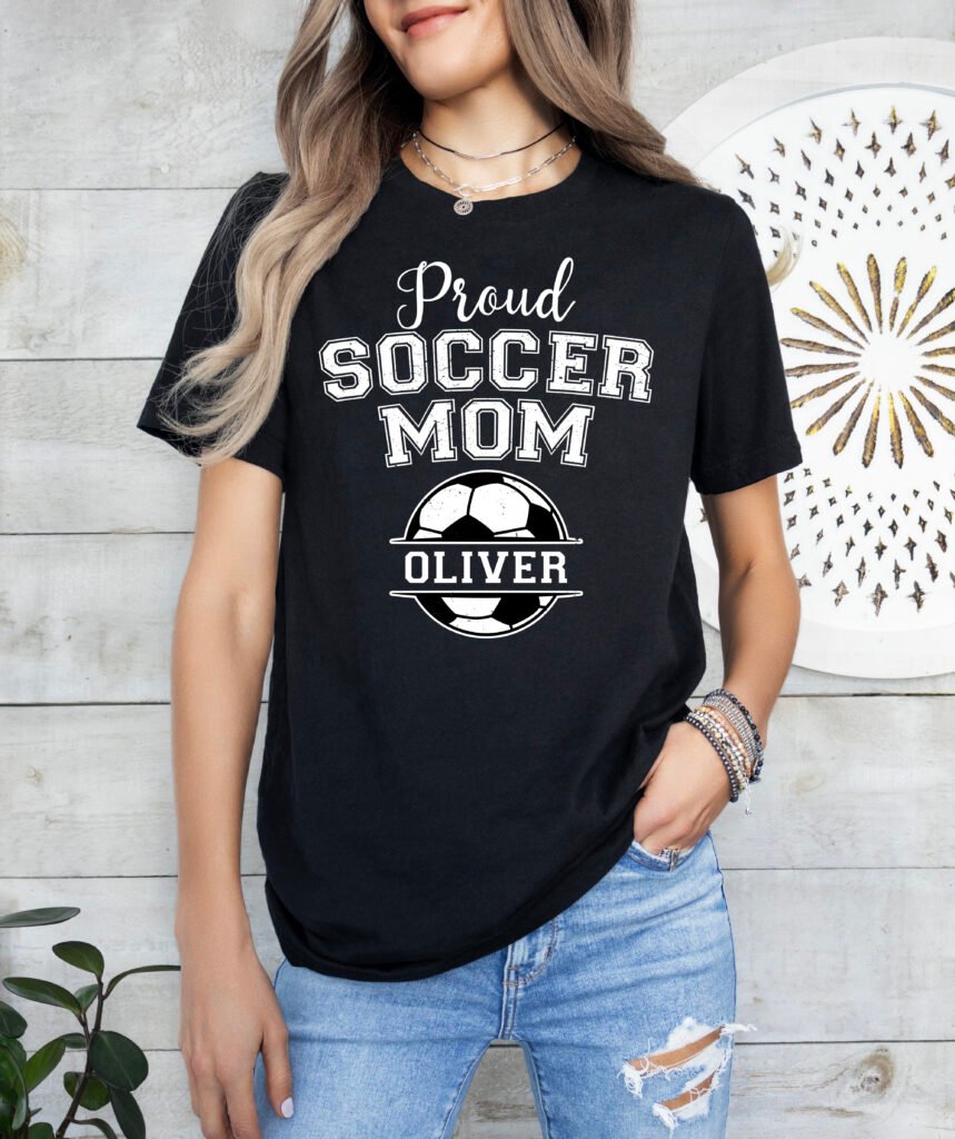 Personalized Proud Soccer Mom Shirt Stylish Crew Neck Tee