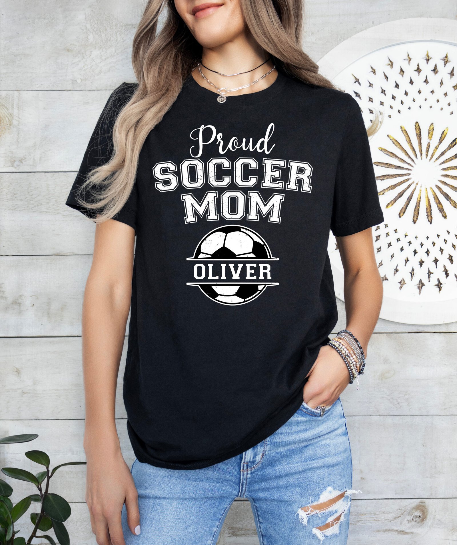 Personalized Proud Soccer Mom Shirt Stylish Crew Neck Tee - Image 4