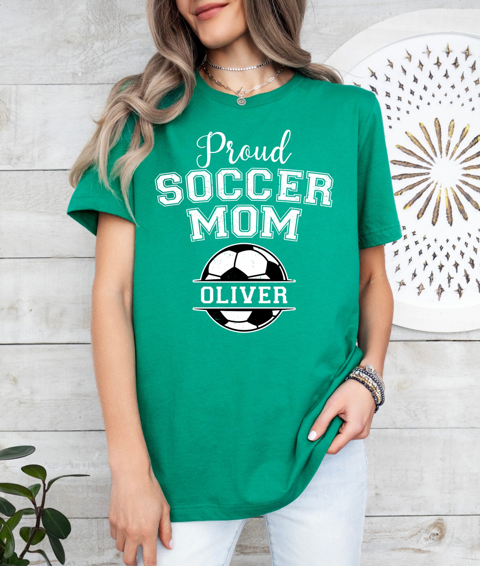 Personalized Proud Soccer Mom Shirt Stylish Crew Neck Tee - Image 5