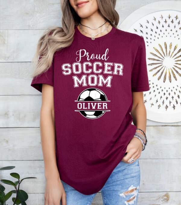 Personalized Proud Soccer Mom Shirt Stylish Crew Neck Tee