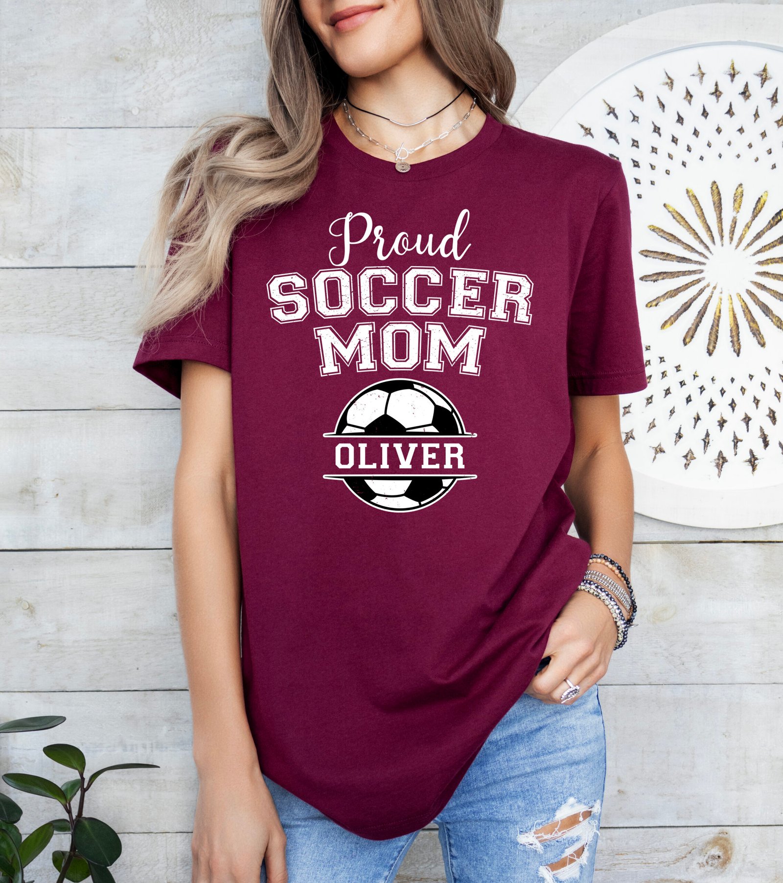 Personalized Proud Soccer Mom Shirt Stylish Crew Neck Tee - Image 8