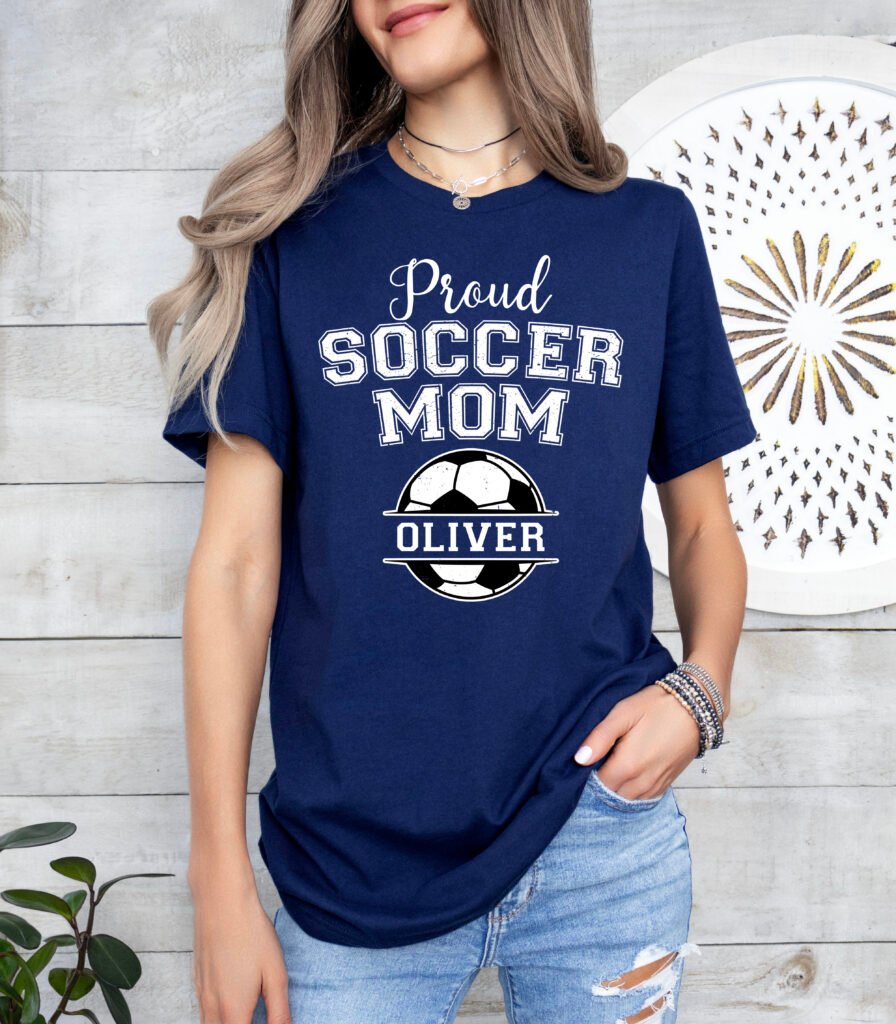 Personalized Proud Soccer Mom Shirt Stylish Crew Neck Tee