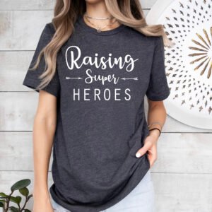 Raising Super Heroes Mom Shirt Stylish Crew Neck Tee - Image 4
