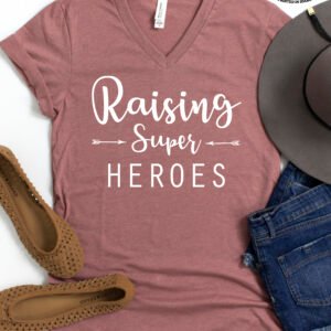 Raising Super Heroes Mom Shirt V-Neck - Image 5