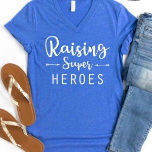 Raising Super Heroes Mom Shirt V-Neck - Image 6