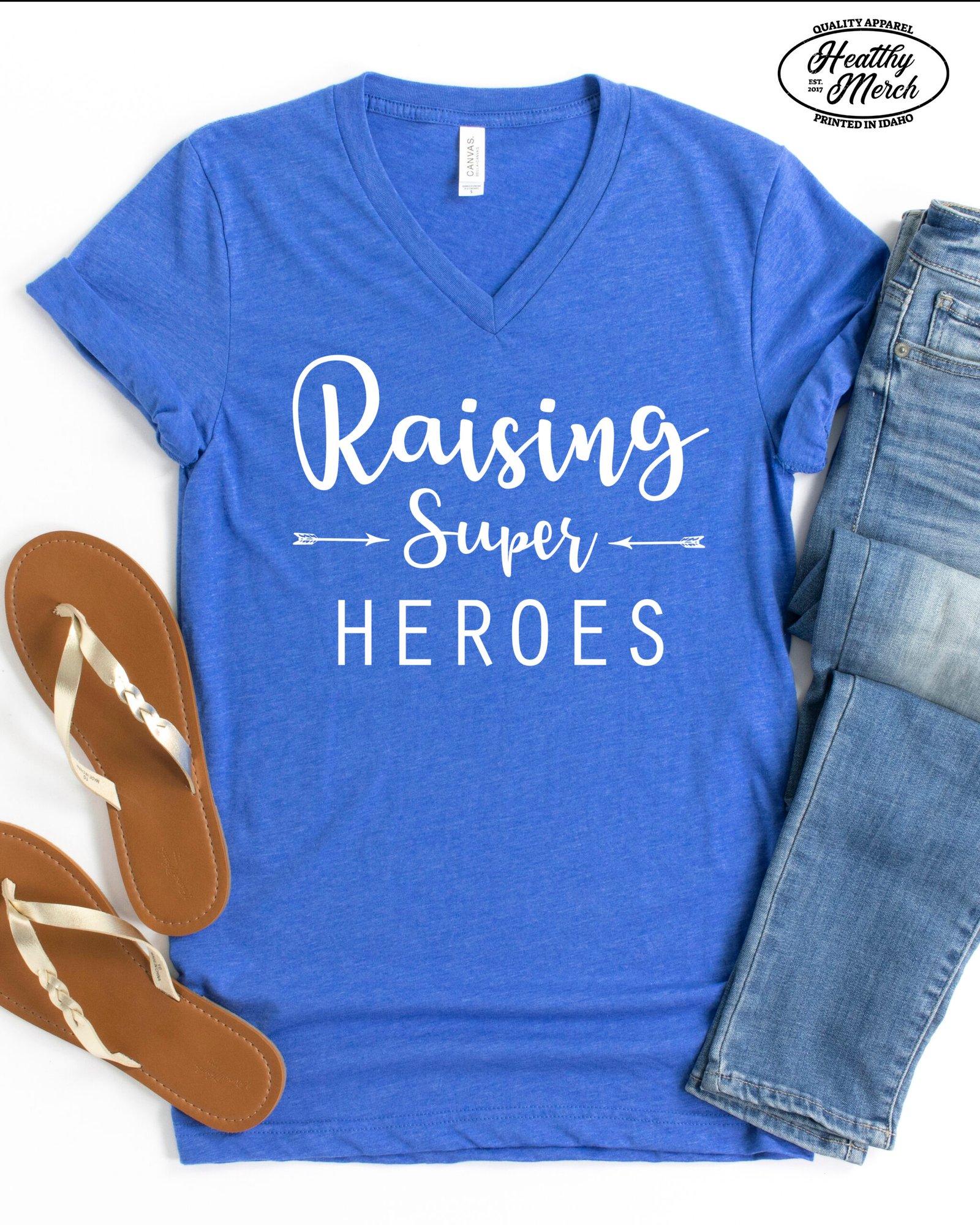Raising Super Heroes Mom Shirt V-Neck - Image 6