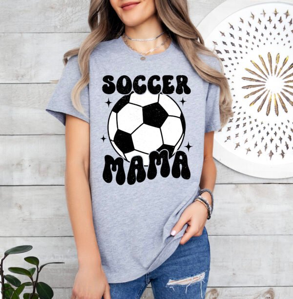 Retro Soccer Mama Mom Shirt Stylish Crew Neck Tee