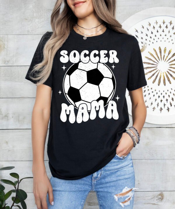Retro Soccer Mama Mom Shirt Stylish Crew Neck Tee