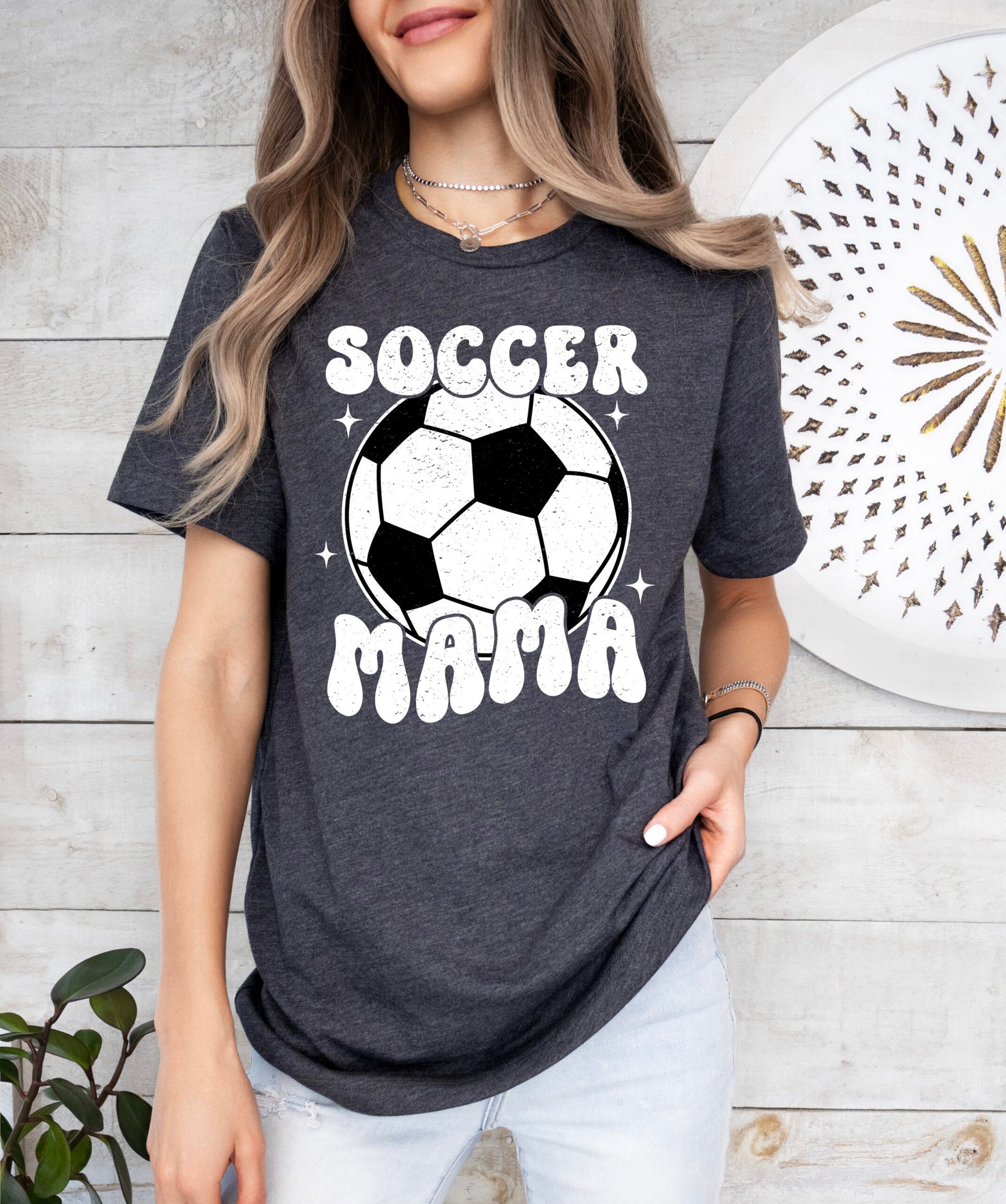 Retro Soccer Mama Mom Shirt Stylish Crew Neck Tee - Image 4